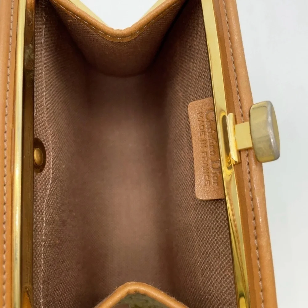 Christian Dior Honeycomb Beige PVC Mini Purse Coin Case